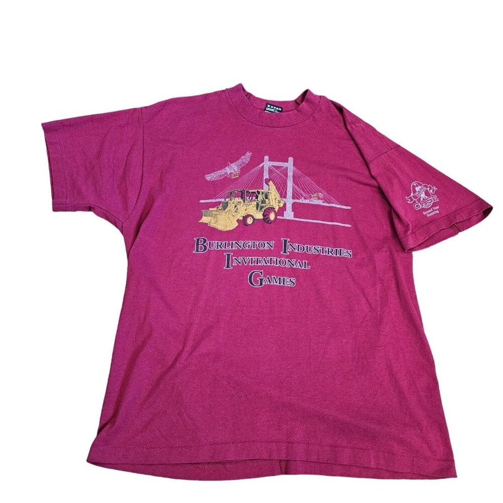 Vintage 90s Case IH Graphic Tshirt Backhoe Burlington Iowa‎ Invitational Games
